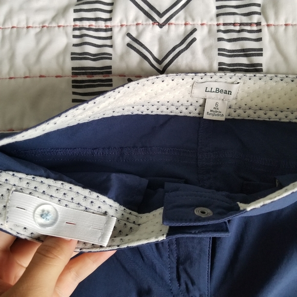 Ll Bean Cropped Water Repellent Comfort Trail Pants Navy Blue 6 - Picture 12 of 13
